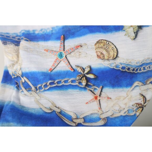 Vintage Y2K Cache Women Large Babydoll Beach Chain All Over Print T-Shirt USA - Picture 6 of 14